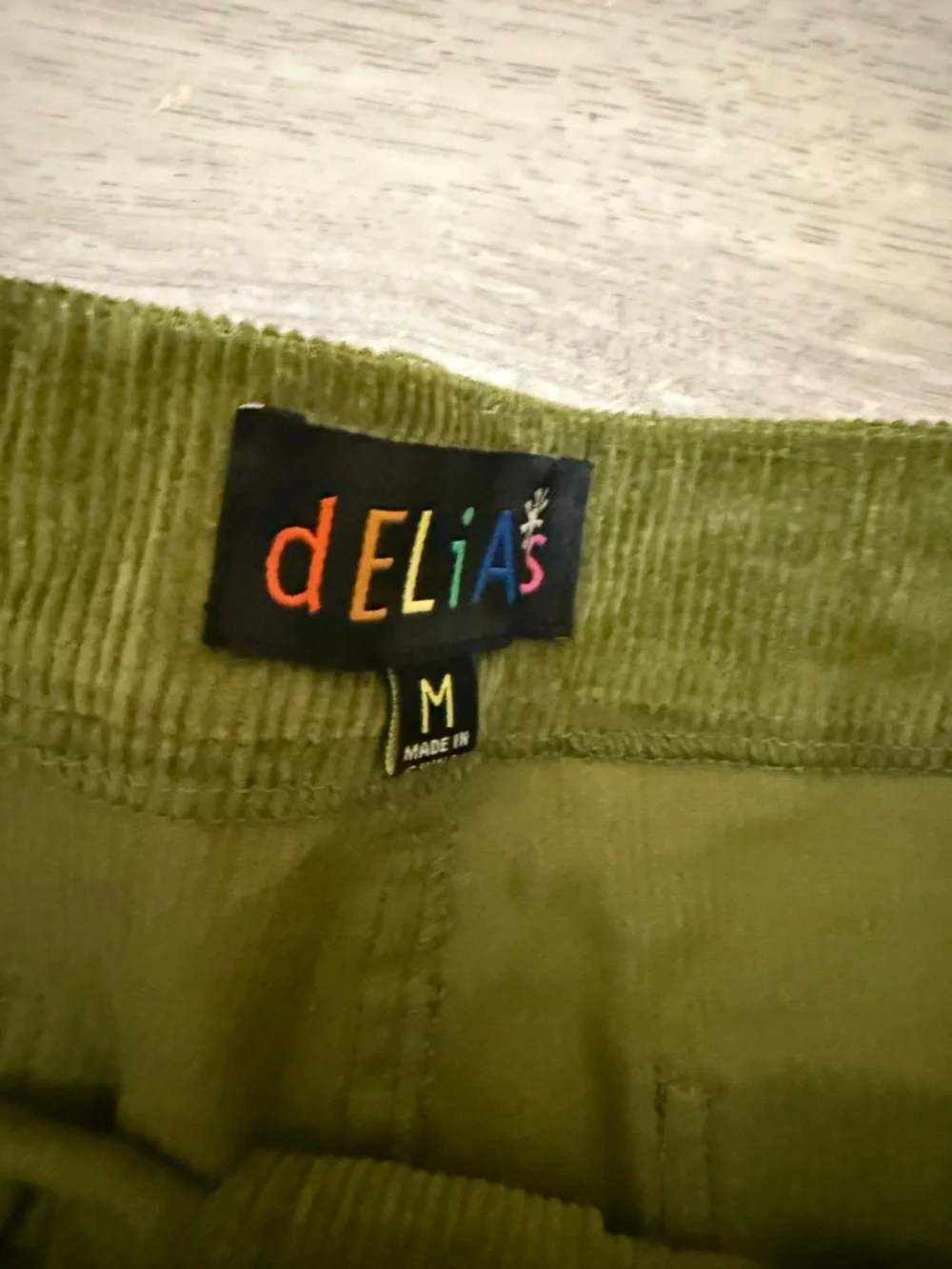 Vintage 90s dELiA*s Olive Green Corduroy Cargo Flare Pants Medium